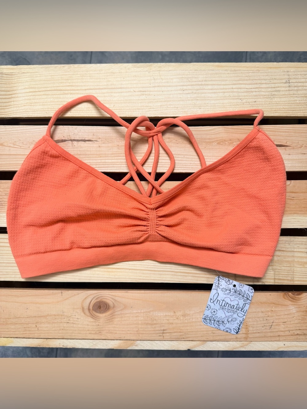 Free People Intimately Peach Coral Orange Strappy Bralette Size M/L. NWT.